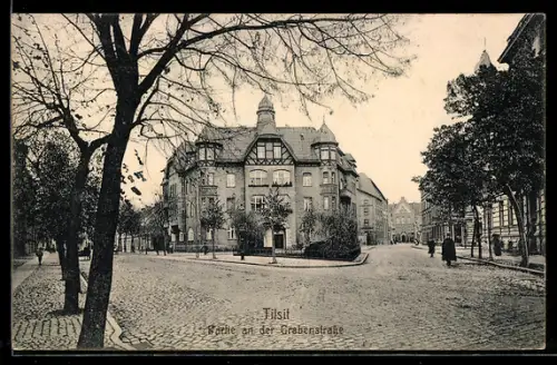 AK Tilsit, Partie an der Grabenstrasse