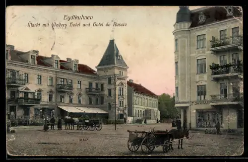 AK Eydtkuhnen, Kart mit Welters Hotel und Hotel de Russie