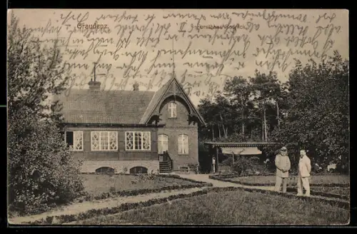 AK Graudenz, Forsthaus Rodnick mit Grünanlagen