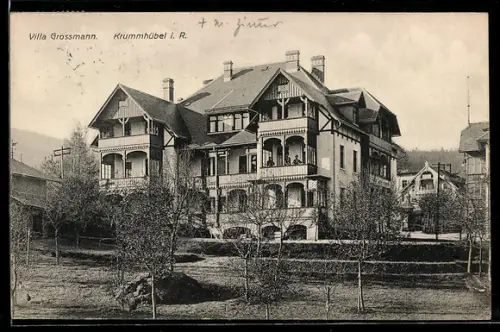 AK Krummhübel i. R., Villa Grossmann, Aussenansicht