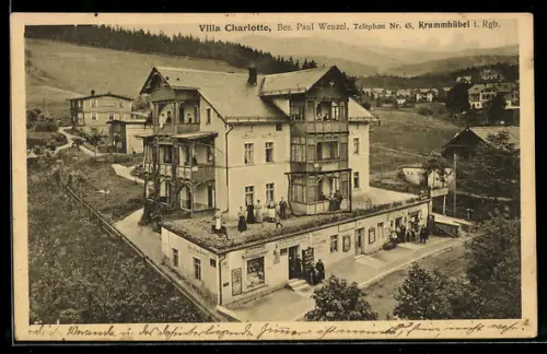 AK Krummhübel i. Rgb., Hotel Villa Charlotte, Bes. Paul Wenzel, Aussenansicht