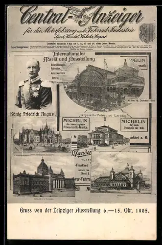 AK Leipzig, Leipziger Ausstellung 1905, König Friedrich August, Krystall-Palast