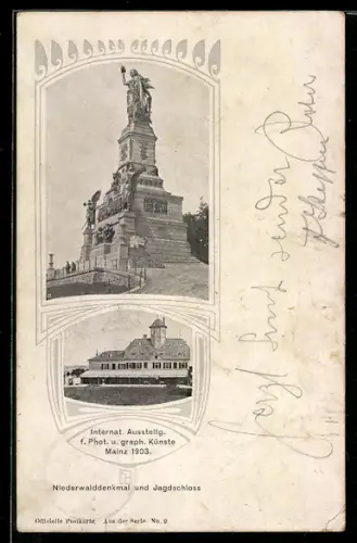 AK Mainz, Internationale Ausstellung für Photographie und graph. Künste 1903, Niederwald-Denkmal