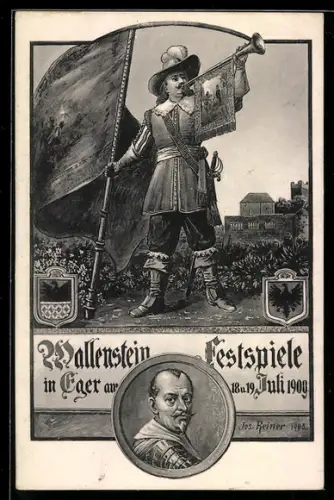 AK Eger, Wallenstein Festspiele 1909, Portrait Graf Wallenstein