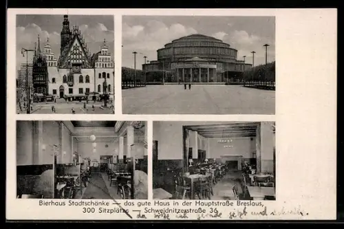 AK Breslau, Restaurant Stadtschänke, Ökonom Alfred Voigt, Schweidnitzerstrasse 36, Innenansichten
