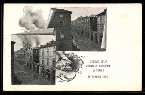 AK Torino, Incendio della Biblioteca Nazionale 1904, Brand