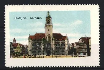 Reklamemarke Stuttgart, Rathaus, historisches Gebäude