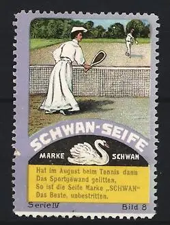 Reklamemarke Schwan-Seife, Tennisspielerin, Marke Schwan