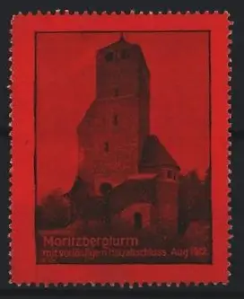 Reklamemarke Moritzberg, Moritzbergturm 1912 mit vorläufigem Holzabschluss