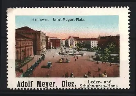 Reklamemarke Hannover, Ernst-August-Platz, Adolf Meyer Diez Schuhwaren-Haus
