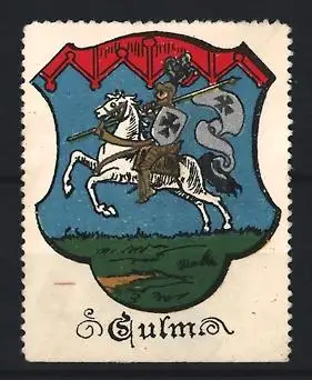 Reklamemarke Culm, Wappenmotiv, Ritter auf Pferd
