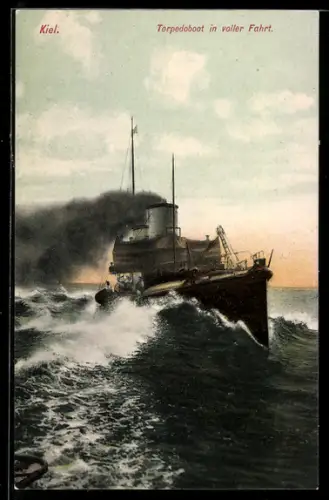 AK Torpedoboot der Kaiserlichen Marine in voller Fahrt, Kriegsschiff