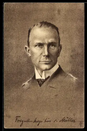 AK Portrait Fregattenkapitän Karl von Müller, Kommandant des Kreuzers Emden
