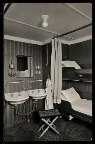 AK Passagierschiff Deutschland der Hamburg-Amerika Linie, Kammer, Touristen-Klasse