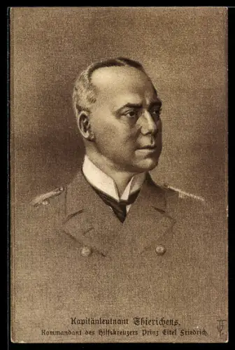 AK Portrait Kapitänleutnant Thierichens in Uniform, Kommandant des Hilfskreuzers Prinz Eitel Friedrich