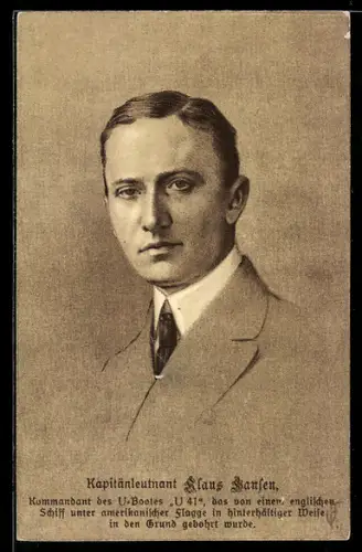AK Kapitänleutnant Klaus Hansen, Kommandant des U-Bootes U-41