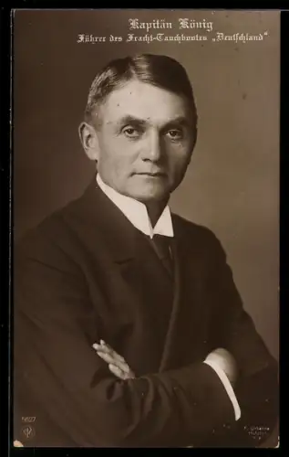 Foto-AK Kapitän Paul König, Führer des Fracht-Tauchbootes Deutschland