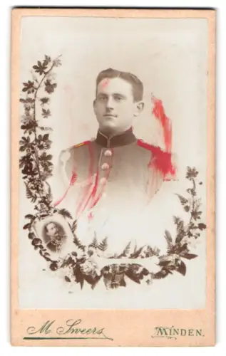 Fotografie M. Sweers, Minden, Bäckerstrasse 25, Soldat in Uniform mit Schützenschnur 1. Stufe