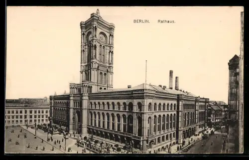 AK Berlin, Rathaus mit Strassenpartie