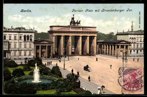 AK Berlin, Pariser Platz mit Brandenburger Tor