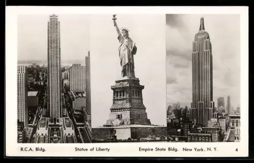 AK New York City, NY, Empire State Blg., Statue of Liberty, RCA Bldg.