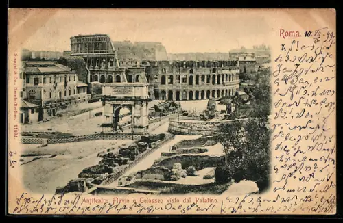 AK Roma, Anfiteatro Flavio o Colosseo visto dal Palatino