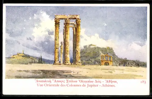 AK Athenes, Vue Orientale des Colonnes de Jupiter