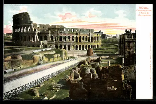 AK Roma, Colosseo con l`Arco di Costantino