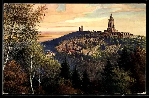 AK Kaiser-Wilhelm-Denkmal auf dem Kyffhäuser mit Hotel