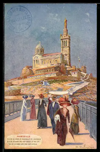 AK Marseille, N.D. de la Garde et passerelle de l`ascenseur