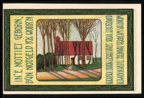 Notgeld Siedenburg 1921, 75 Pfennig, Gebäude und Schweine, Kirche