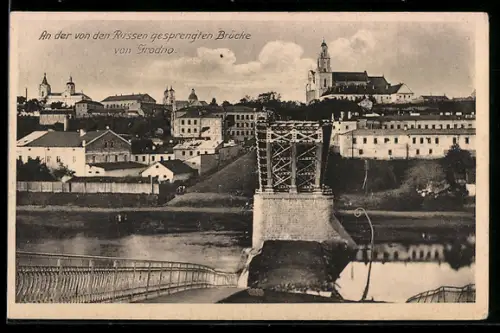 AK Grodno, gesprengte Brücke