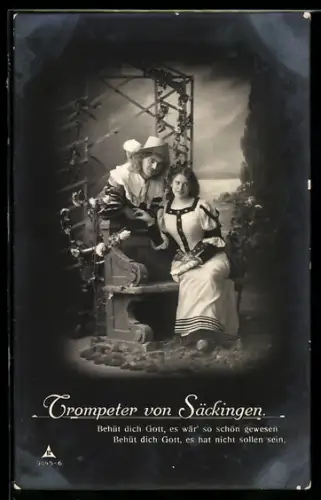 Foto-AK Photochemie Berlin Nr. 9045-6: Behüt dich Gott, es wär so schön gewesen..., Trompeter von Säckingen