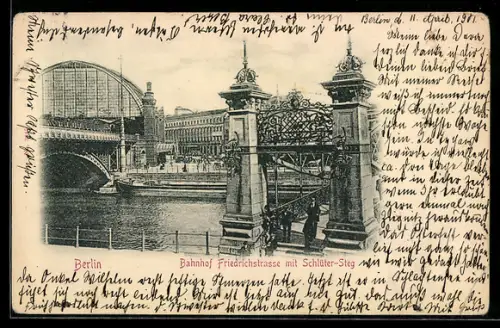 AK Berlin, Bahnhof Friedrichstrasse mit Schlüter-Steg