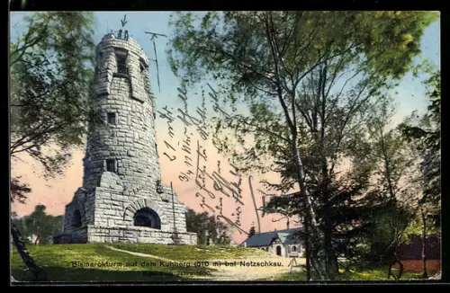 AK Netzschkau, Bismarckturm auf dem Kuhberg