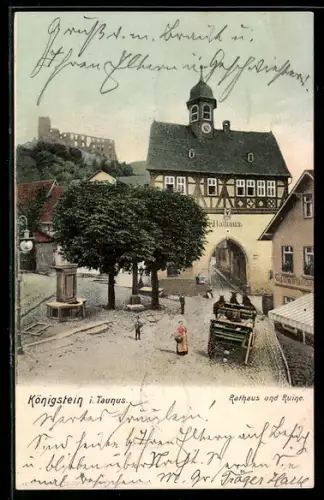 AK Königstein / Taunus, Rathaus und Ruine