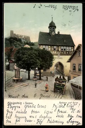 AK Königstein / Taunus, Rathaus und Ruine