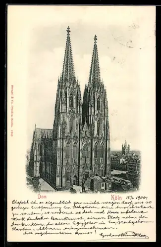 AK Köln a. Rh., Blick zum Kölner Dom
