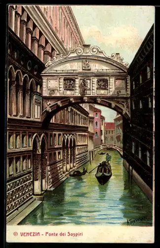 Künstler-AK Venezia, Ponte dei Sospiri