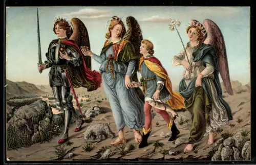 Künstler-AK Stengel & Co. Nr. 29328: Sandro Botticelli, Tobia con gli Arcangeli