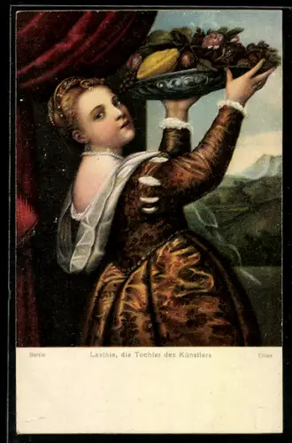 Künstler-AK Stengel & Co. Nr. 29735: Lavinia, Frau trägt ein Tablett mit Früchten