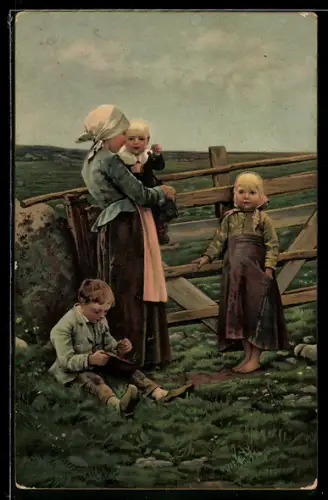 Künstler-AK Stengel & Co. Nr. 29244: Salmson, À la Barrière de Dalby