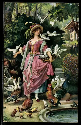 Künstler-AK Stengel & Co. Nr. 47014: Lily`s Park von W. v. Kaulbach