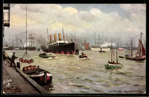 Künstler-AK Hamburg, Hafen