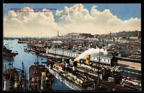AK Genova, Ponte del Mille, Stazione Marittima Panorama del Porto