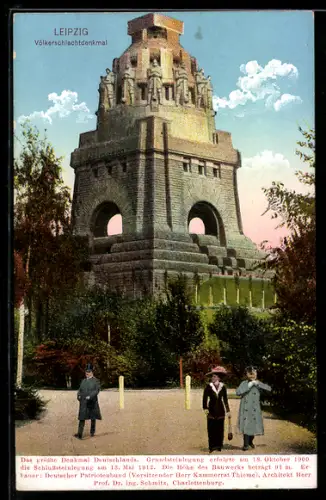 AK Leipzig, Völkerschlachtdenkmal, Grundsteinlegung 1900, Schlusssteinlegung 1912