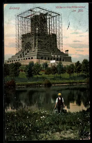 AK Leipzig, Völkerschlachtdenkmal, Eingerüstet