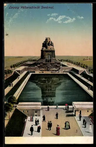 AK Leipzig, Völkerschlachtdenkmal aus der Vogelschau