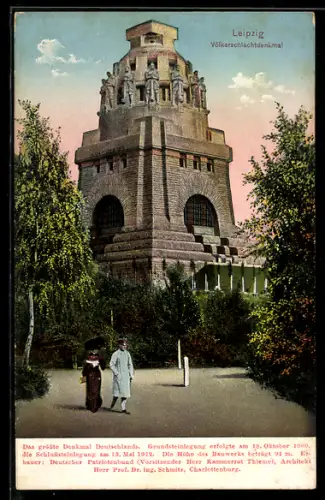 AK Leipzig, Völkerschlachtdenkmal mit Spaziergängern