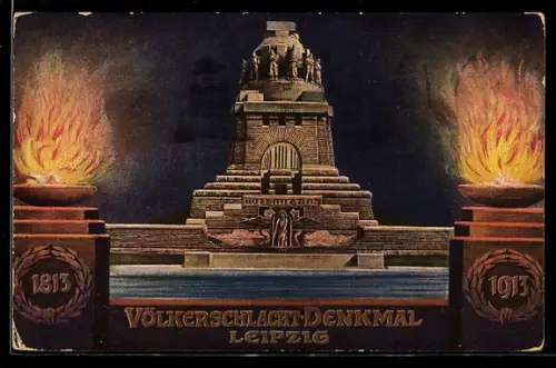 AK Leipzig, Festkarte zur Weihe des Völkerschlacht-Denkmals 1813-1913